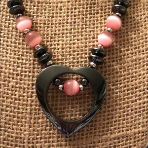 Handcrafted Hematite Heart Necklace